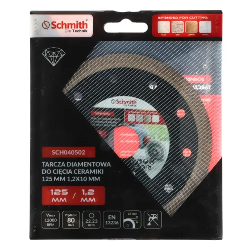 Tarcza diamentowa do cięcia ceramiki 125x1,2mm Schmith