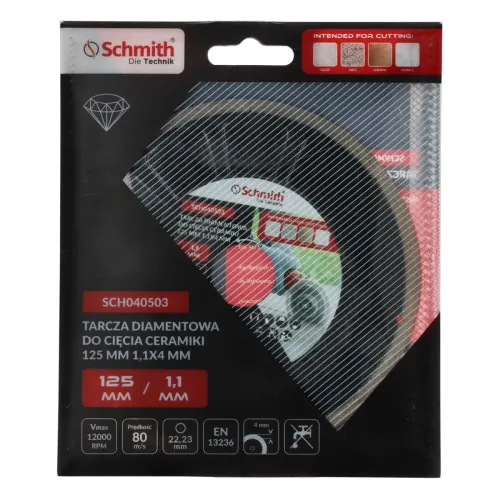Tarcza diamentowa do cięcia ceramiki 125x1,1mm Schmith