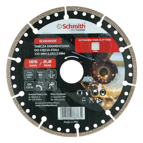 Tarcza diamentowa do cięcia stali 125x2,2mm Schmith