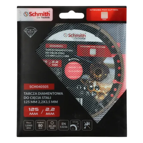 Tarcza diamentowa do cięcia stali 125x2,2mm Schmith