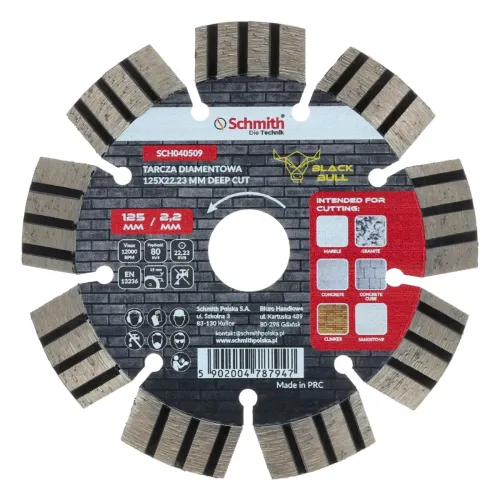 Tarcza diamentowa Deep Cut 125x2,2mm Black Bull, Średnica: 125, Typ: segmentowa, Grubość: 2,2 Schmith