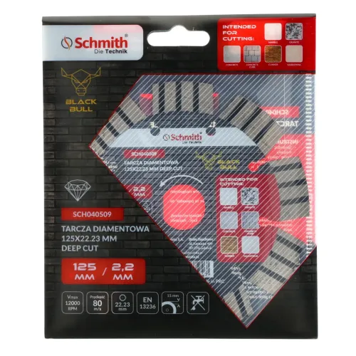 Tarcza diamentowa Deep Cut 125x2,2mm Black Bull, Średnica: 125, Typ: segmentowa, Grubość: 2,2 Schmith
