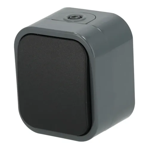 Włącznik natynkowy pojedynczy IP54, Typ: jednobiegunowy, Kolor: Szaro-czarny Schmith