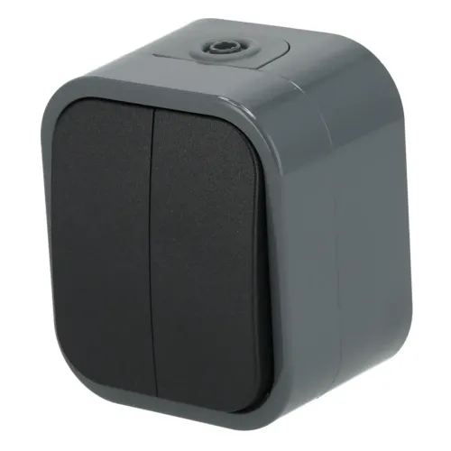 Włącznik natynkowy podwójny IP54, Typ: podwójny, Kolor: Szaro-czarny Schmith