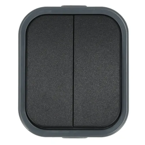 Włącznik natynkowy podwójny IP54, Typ: podwójny, Kolor: Szaro-czarny Schmith