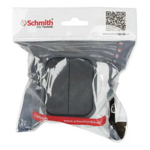 Włącznik natynkowy podwójny IP54, Typ: podwójny, Kolor: Szaro-czarny Schmith