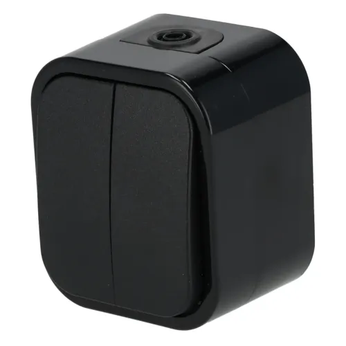 Włącznik natynkowy podwójny IP56, Typ: podwójny, Kolor: Czarny Schmith