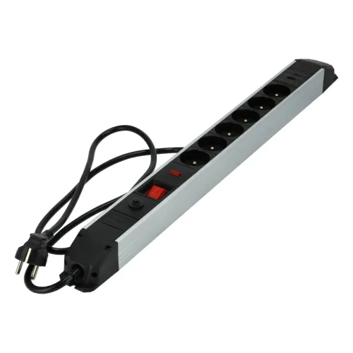 Aluminiowa listwa zasilająca z USB 6 gn. 3x1,5mm 1,5m, Długość: 1,5, Liczba gniazd: 6, Przekrój przewodu: 3x1,5mm Schmith