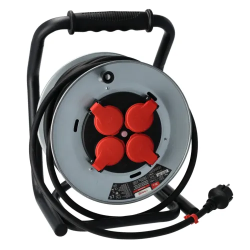 Metalowy przedłużacz bębnowy AntiTwist 3x2,5mm 30m, Długość: 30, Liczba gniazd: 4, Przekrój przewodu: 3x2,5mm Schmith