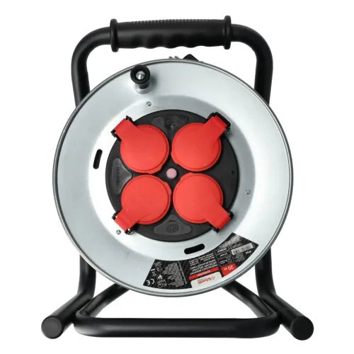 Metalowy przedłużacz bębnowy AntiTwist 3x2,5mm 20m, Długość: 20, Liczba gniazd: 4, Przekrój przewodu: 3x2,5mm Schmith