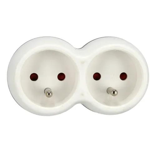 Adapter z dwoma gniazdami, Rodzaj: 2 gniazdowy, Uziemienie: Tak Schmith