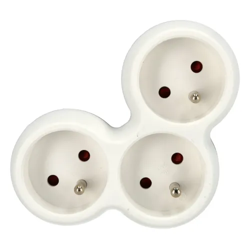Adapter z trzema gniazdami, Rodzaj: 3 gniazdowy, Uziemienie: Tak Schmith