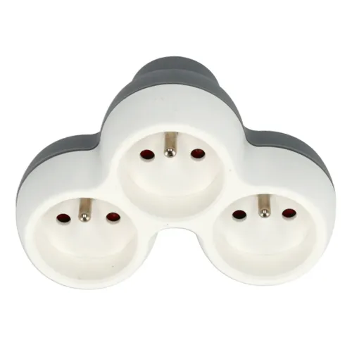Adapter z trzema gniazdami, Rodzaj: 3 gniazdowy, Uziemienie: Tak Schmith