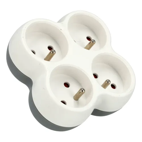Adapter z czterema gniazdami, Rodzaj: 4 gniazdowy, Uziemienie: Tak Schmith