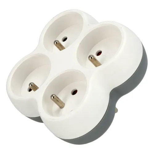 Adapter z czterema gniazdami, Rodzaj: 4 gniazdowy, Uziemienie: Tak Schmith