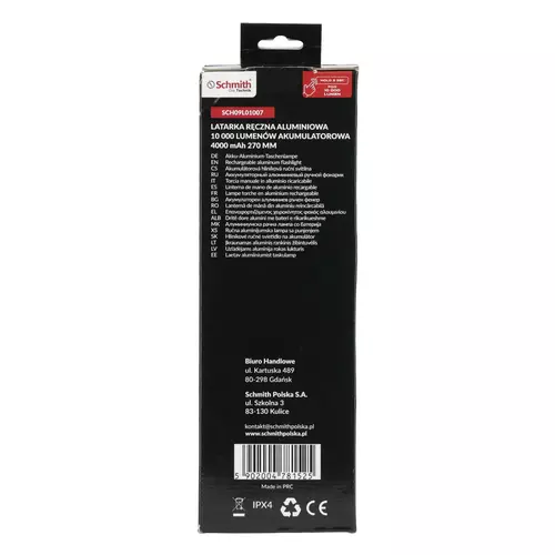 Latarka ręczna akumulatorowa 10000lm 4000mAh Schmith