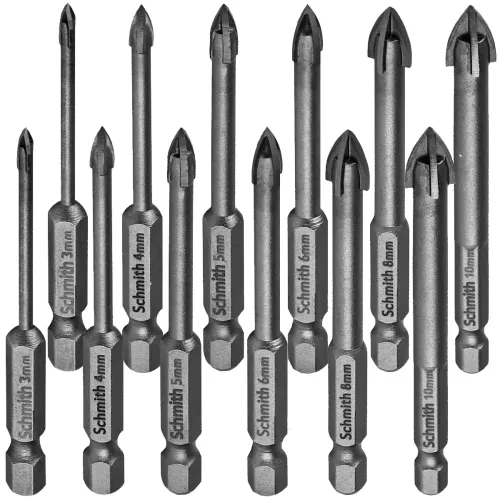 Zestaw wierteł do szkła i ceramiki 3-10mm 12 szt. Schmith
