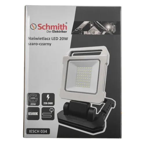 Naświetlacz LED 20W szaro-czarny, Moc: 20W Schmith