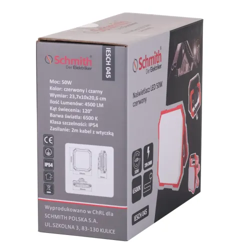 Naświetlacz LED z gniazdami 50W, Moc: 50W Schmith