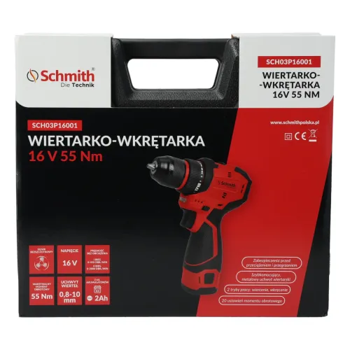 Wiertarko-wkrętarka 16V bezszczotkowa 55Nm Schmith