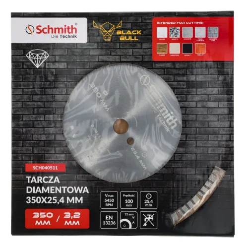 Tarcza diamentowa do przecinarek 350x3,2mm Black Bull Schmith