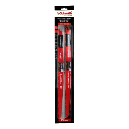 Brzeszczot bimetalowy do drewna i metalu 300mm 6TPI 2 szt. Schmith