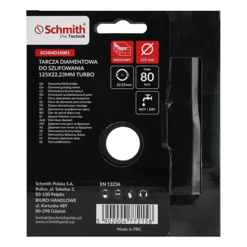Tarcza diamentowa do szlifowania 125x22,23mm Turbo Schmith
