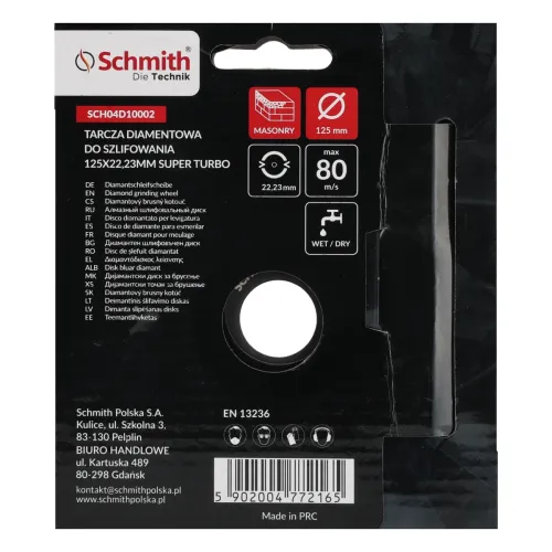 Tarcza diamentowa do szlifowania 125x22,23mm Super Turbo Schmith