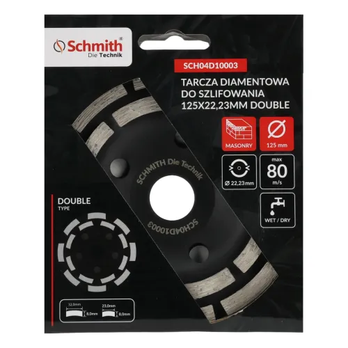 Tarcza diamentowa do szlifowania 125x22,23mm Double Schmith