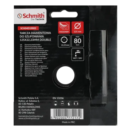 Tarcza diamentowa do szlifowania 125x22,23mm Double Schmith
