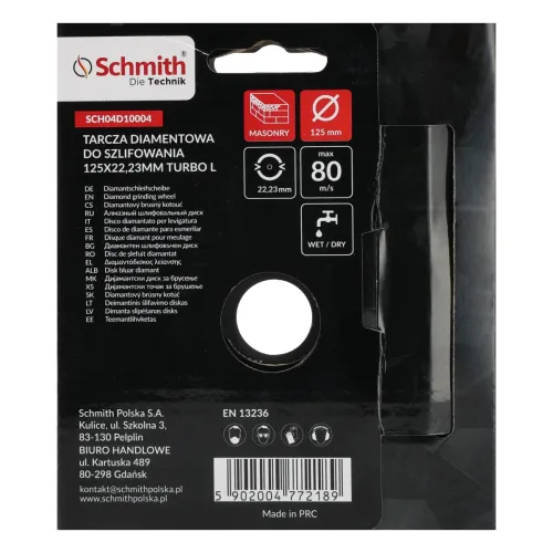 Tarcza diamentowa do szlifowania 125x22,23mm Turbo L Schmith