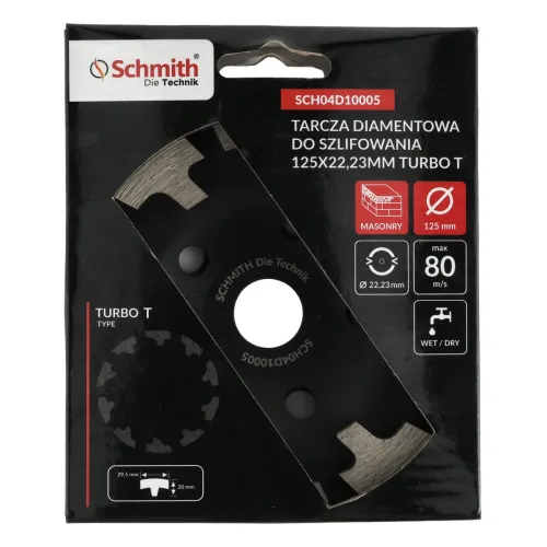 Tarcza diamentowa do szlifowania 125x22,23mm Turbo T Schmith