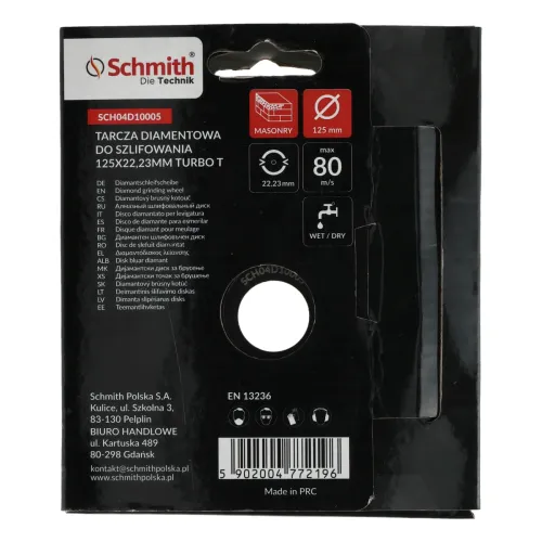 Tarcza diamentowa do szlifowania 125x22,23mm Turbo T Schmith
