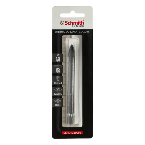 Wiertło do szkła i glazury 10x85 mm, Średnica: 10,0, Długość wiertła: 85 Schmith