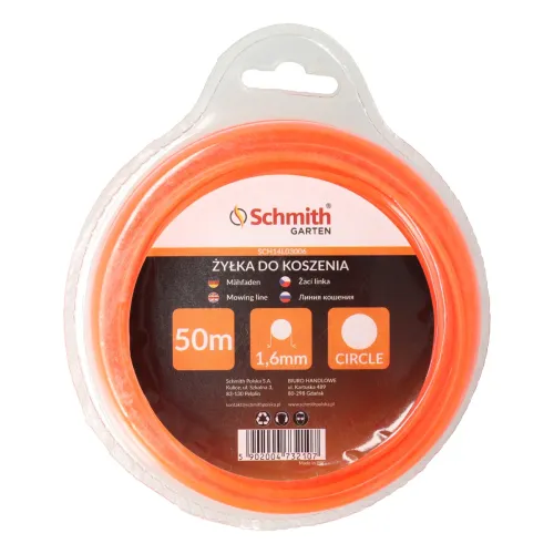 Żyłka okrągła 1,6mm 50m, Średnica: 1,6, Długość: 50, Rodzaj: okrągła Schmith