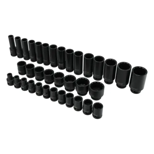 Zestaw nasadek udarowych dwunastokątnych 1/2" 8-32mm 35 szt., Rozmiar: 8-32, Typ klucza: 12-kątny, Rodzaj klucza: nasadka udarowa krótka Schmith