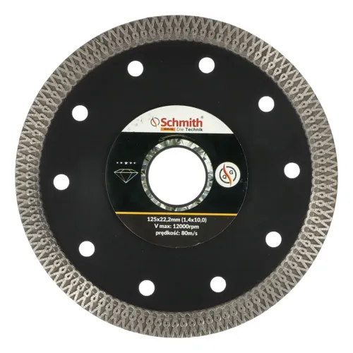 Tarcza diamentowa SLIM 125x1,4mm, Średnica: 125, Typ: ciągła, Grubość: 1,4 Schmith