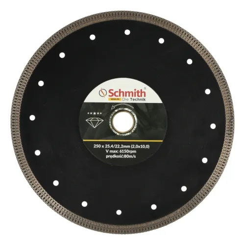 Tarcza diamentowa SLIM 250x2,0mm, Średnica: 250, Typ: ciągła, Grubość: 2,0 Schmith