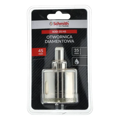Otwornica diamentowa 35 - 45 mm, Średnica: 45,0 Schmith