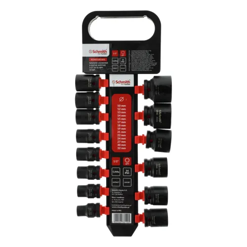 Zestaw nasadek udarowych sześciokątnych 1/2" 10-32mm 14 szt., Rozmiar: 10-32, Typ klucza: 6-kątny, Rodzaj klucza: nasadka udarowa krótka Schmith