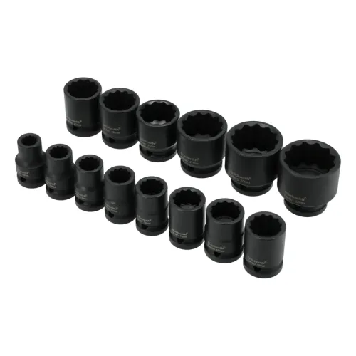 Zestaw nasadek udarowych dwunastokątnych 1/2" 10-32mm 14 szt., Rozmiar: 10-32, Typ klucza: 12-kątny, Rodzaj klucza: nasadka udarowa krótka Schmith