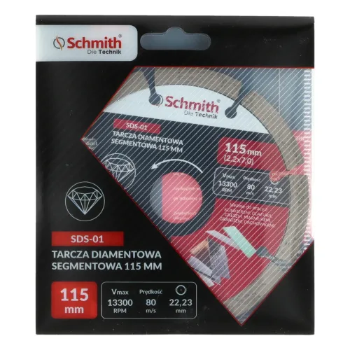 Tarcza diamentowa segmentowa 115x2,0mm, Średnica: 115, Typ: segmentowa, Grubość: 2,0 Schmith