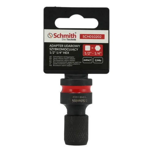 Szybkomocujący adapter udarowy do bitów 1/2" do 1/4" HEX Schmith