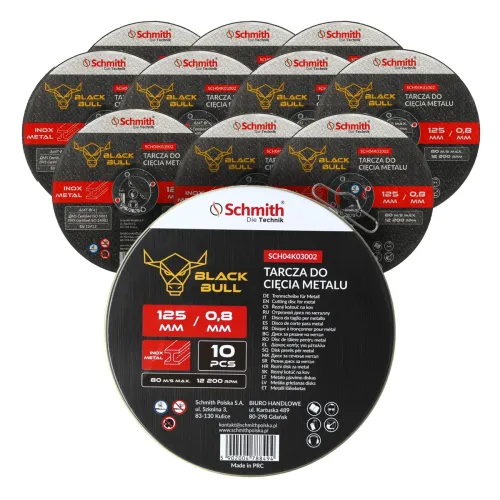 Tarcza do cięcia metalu 125x0,8mm Black Bull 10 szt., Średnica: 125, Grubość: 0,8 Schmith