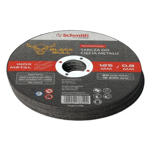 Tarcza do cięcia metalu 125x0,8mm Black Bull 10 szt., Średnica: 125, Grubość: 0,8 Schmith