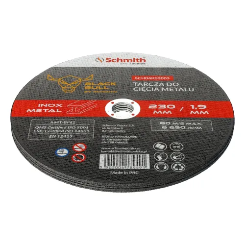 Tarcza do cięcia metalu 230x1,9mm Black Bull 5 szt., Średnica: 230, Grubość: 1,9 Schmith