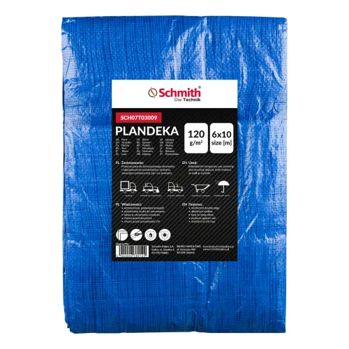 Plandeka 120g 6x10m, Długość plandeki: 6, Szerokość plandeki: 10 Schmith