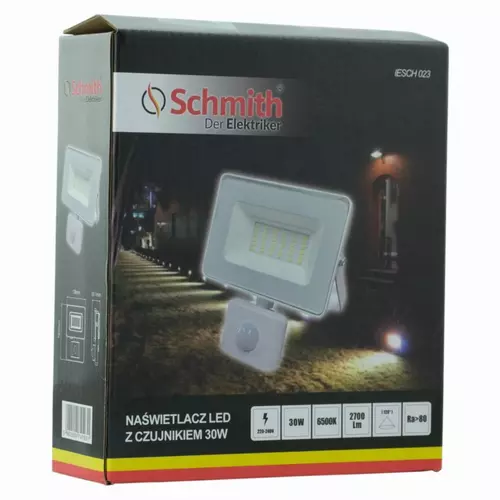 Naświetlacz LED 30W z czujnikiem ruchu biały marki Schmith IESCH 023.