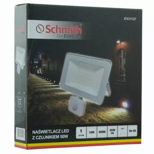 Naświetlacz LED 50W z czujnikiem ruchu biały marki Schmith IESCH 027.