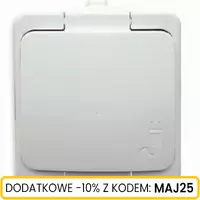 Gniazdo n/t 1x2P+Z klapka biała IP44